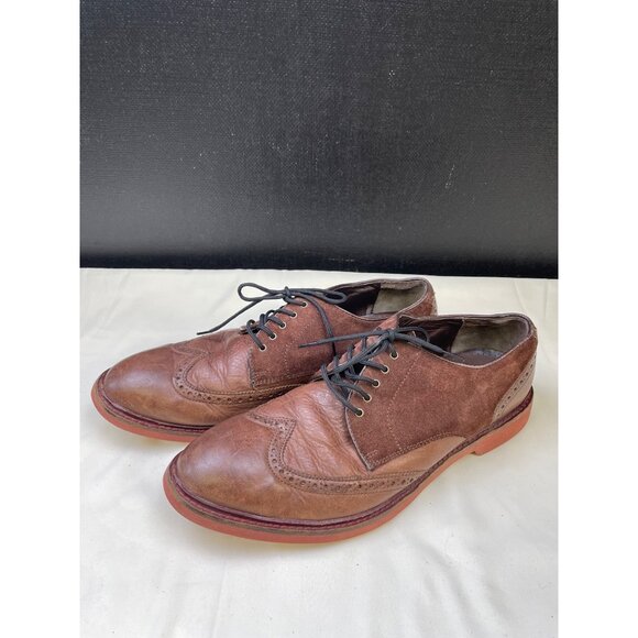 Cole Haan Men\'s Brown Leather& Suede Wing Tip Shoes / Oxfords Size 10M SKU 5698